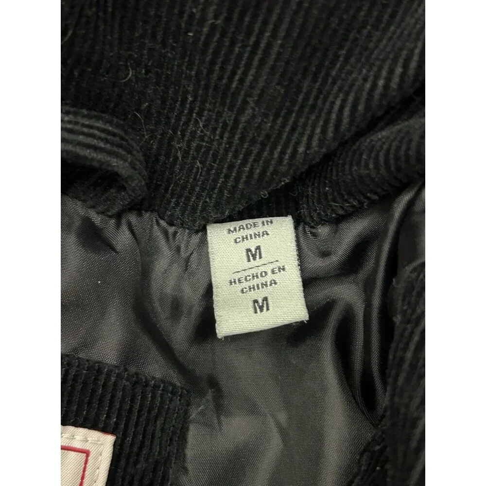 Levi Strauss Women's Size Medium Black Corduroy Puffer Coat Full Zip Lined - Picture 3 of 15